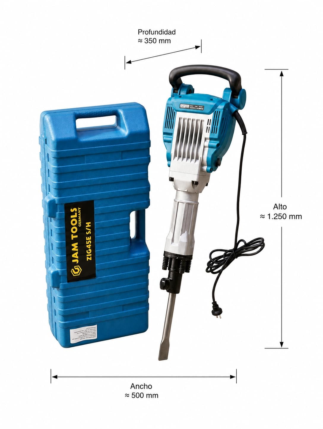 Martillo Demoledor 17KG ZIG45E - medidas técnicas